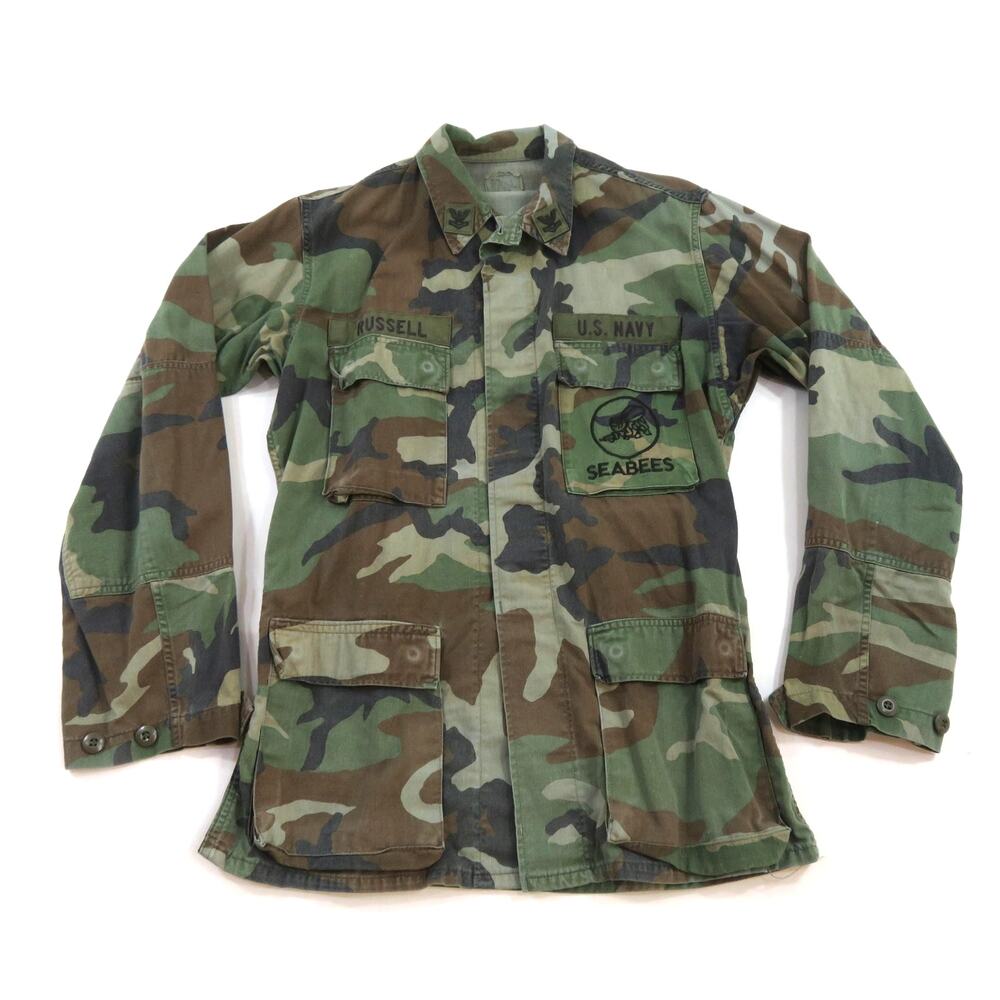 SEABEES US Navy Combat Coat Woodland Camouflage Small Long